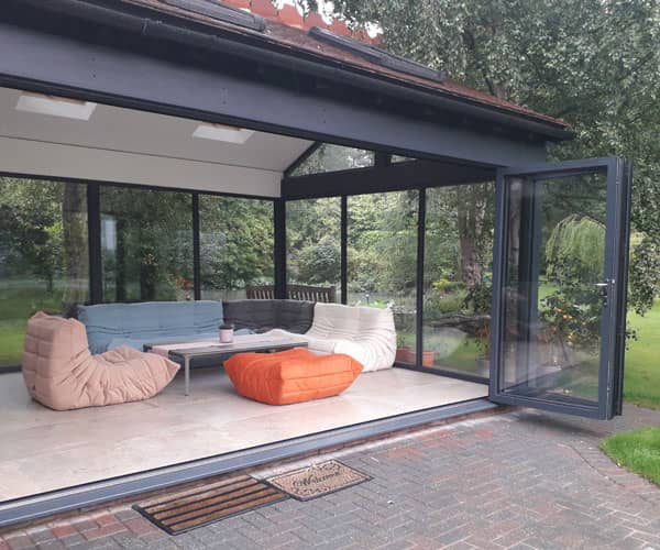 Chester house with designer furniture in conservatory